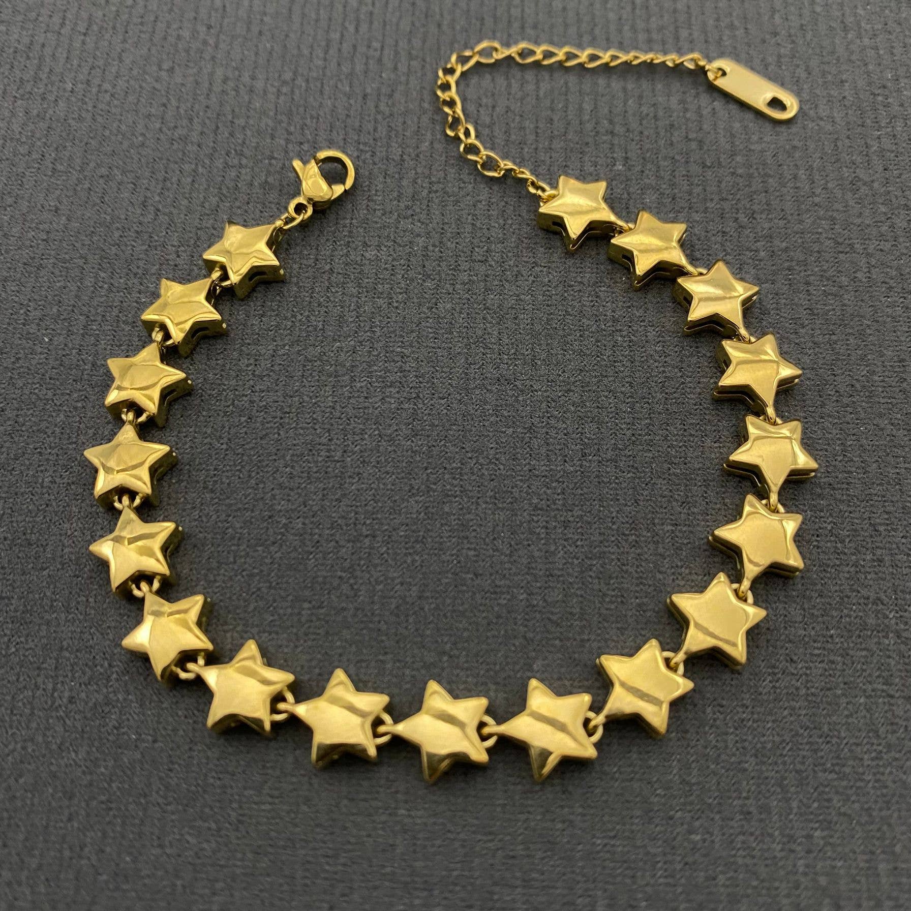 18K Gold Plated S.Steel Glossy Star linked Bracelet - FGS/MS