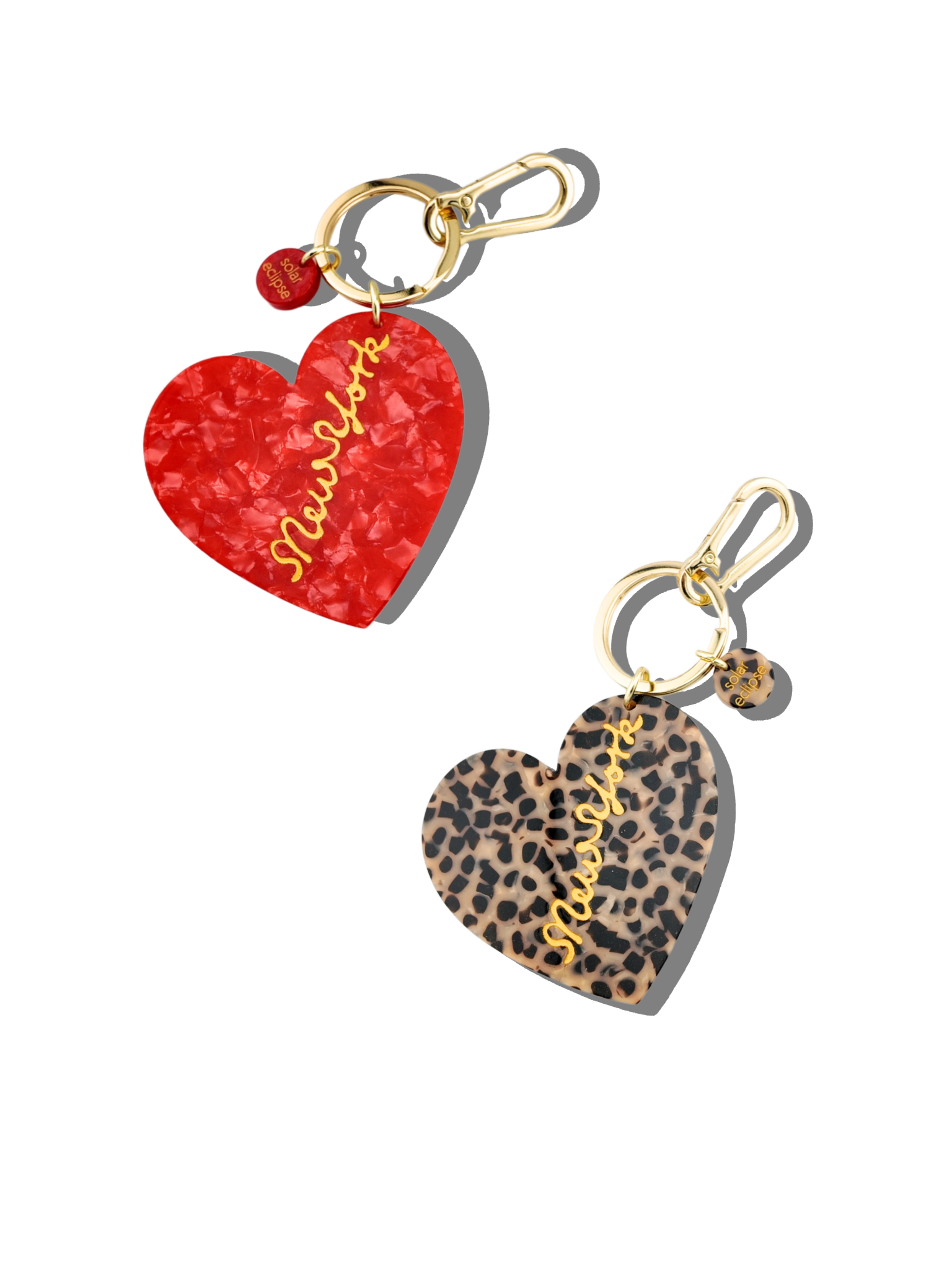 Hand Painted New York Heart Bag Charm + Keychain Leopard