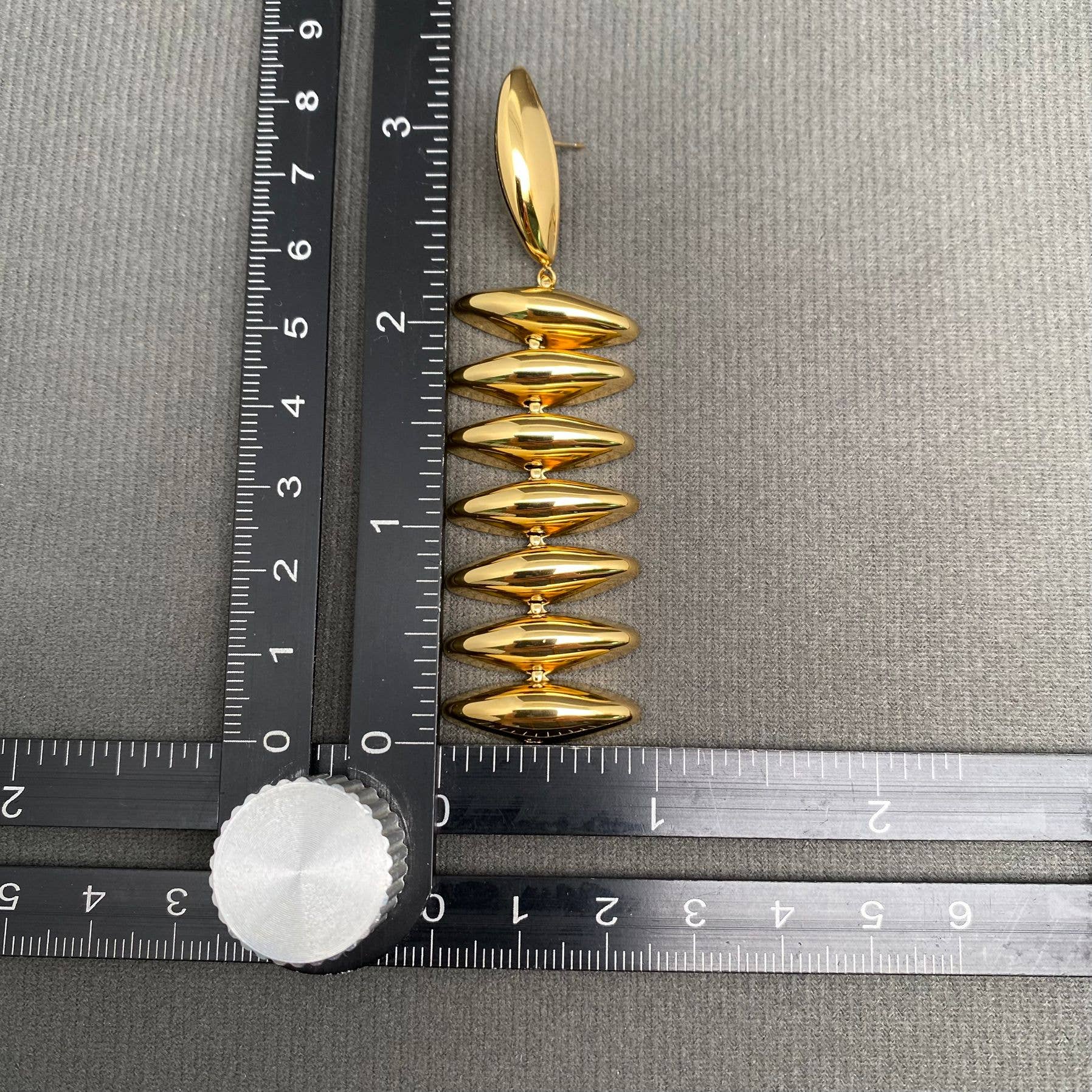 Glossy Geometric Fringe 18K Gold Plated Earrings - FGS: Steel color