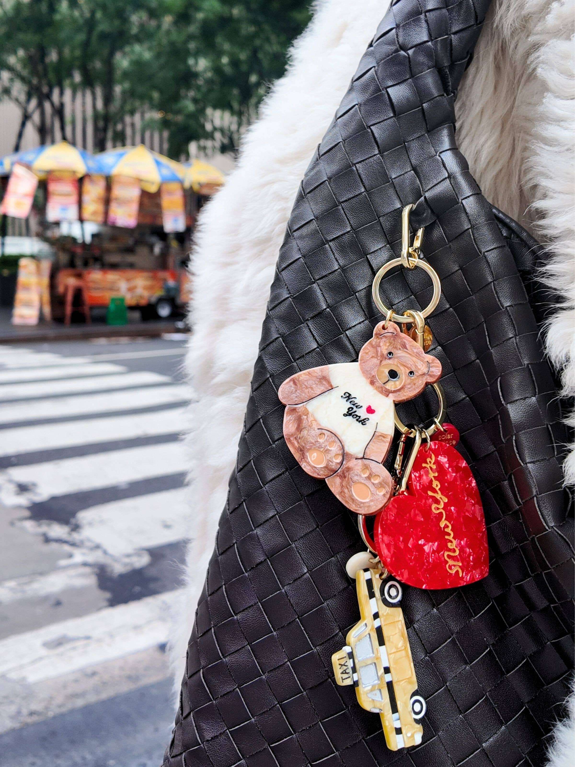 Hand Painted New York Heart Bag Charm + Keychain Leopard