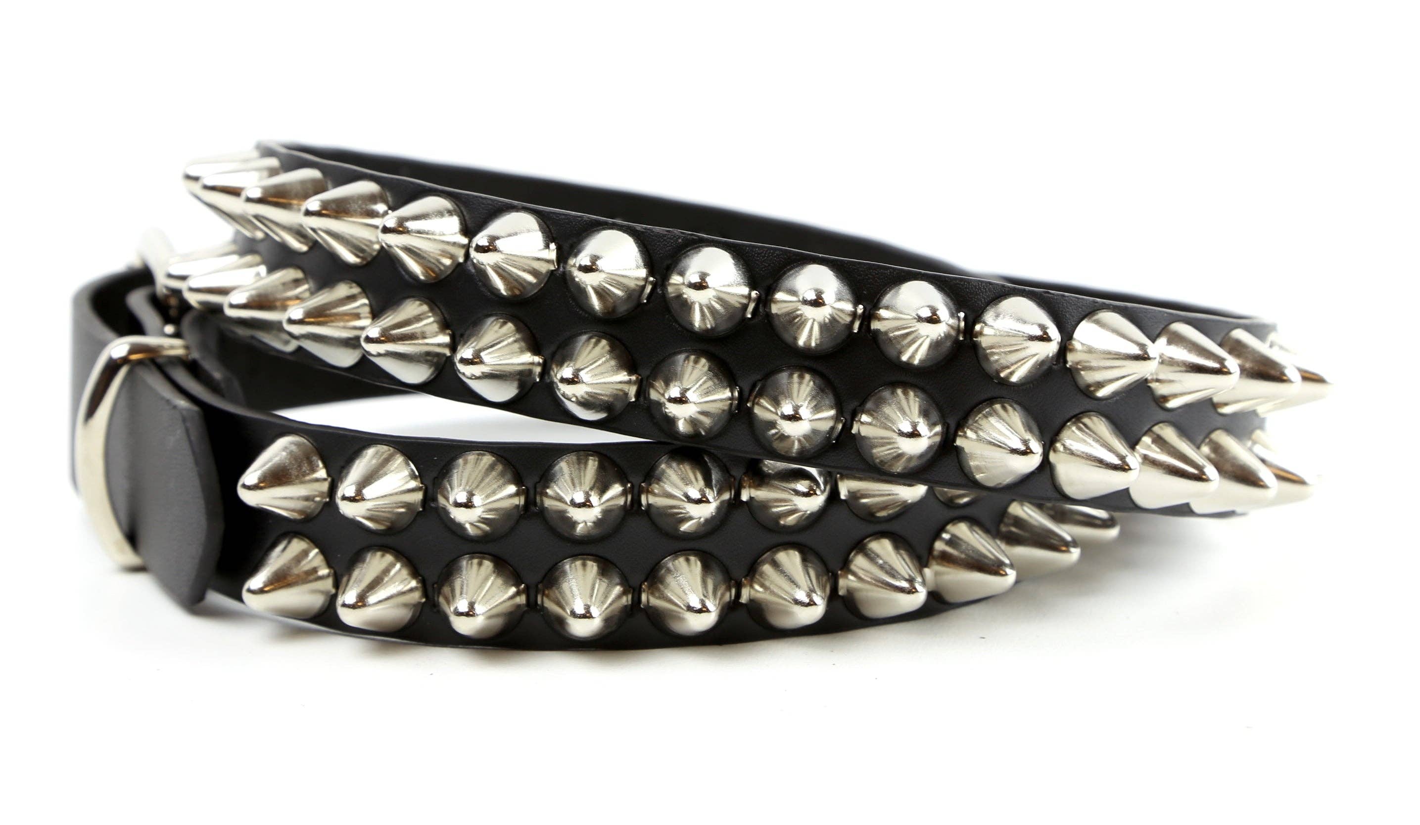 Genuine Leather Two Stud Silver Belt 40-44 Waist