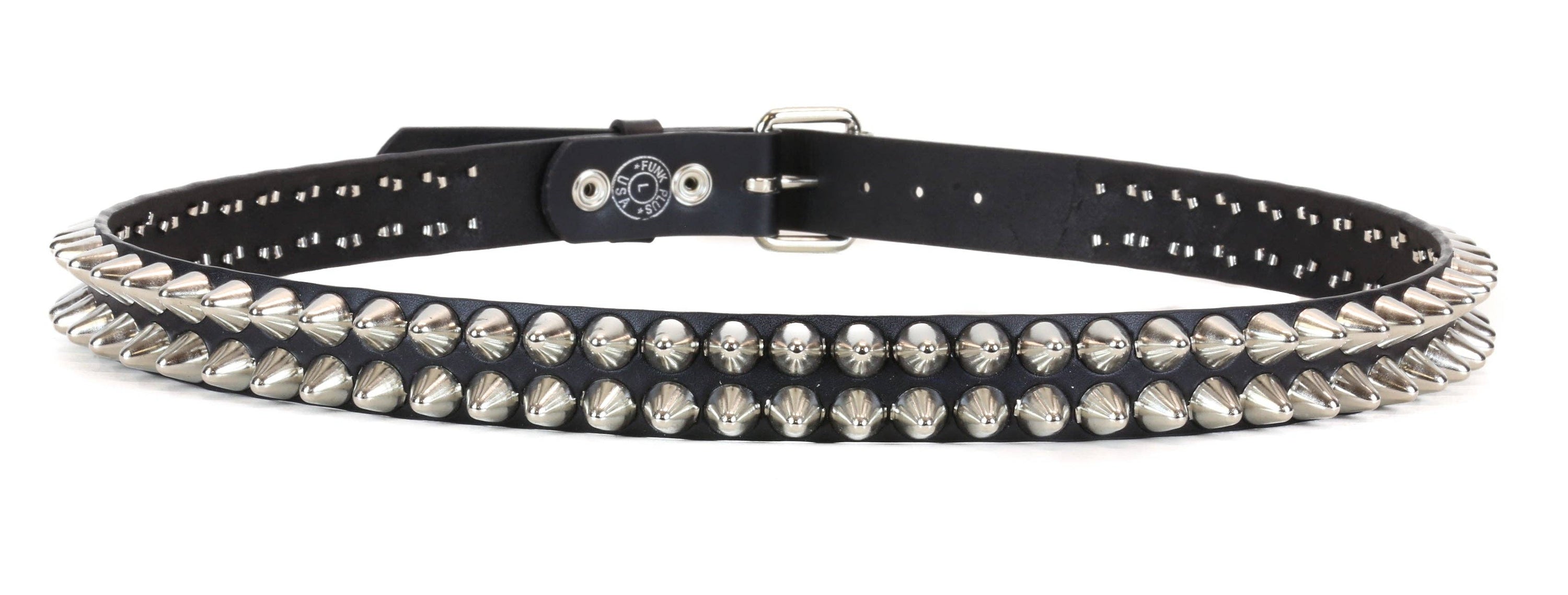 Genuine Leather Two Stud Silver Belt 40-44 Waist