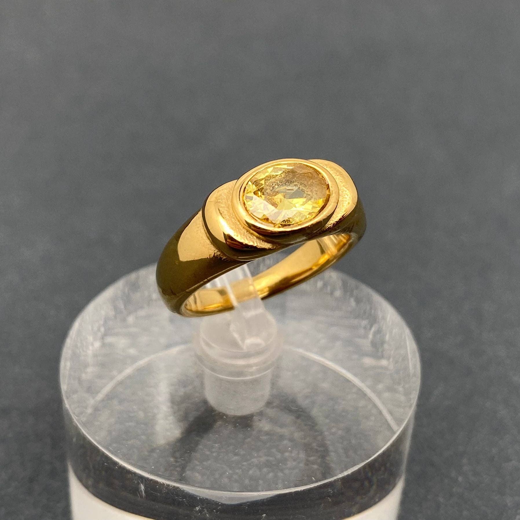 Inlaid CZ 18K Gold Plated Stainless Steel Ring - FGS: Black / 10