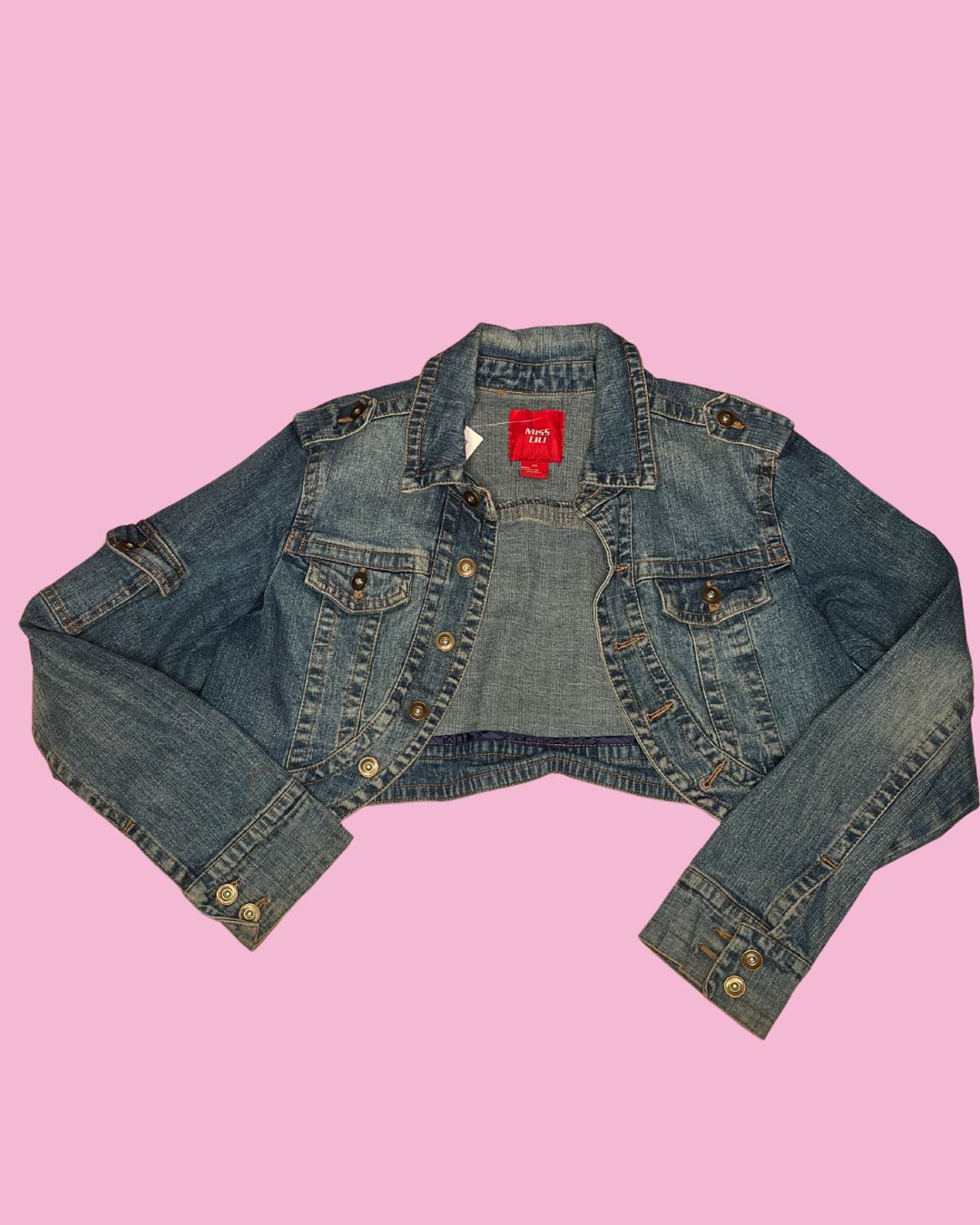 Vintage Miss Lili Y2K Cropped Denim Jacket  (2X)