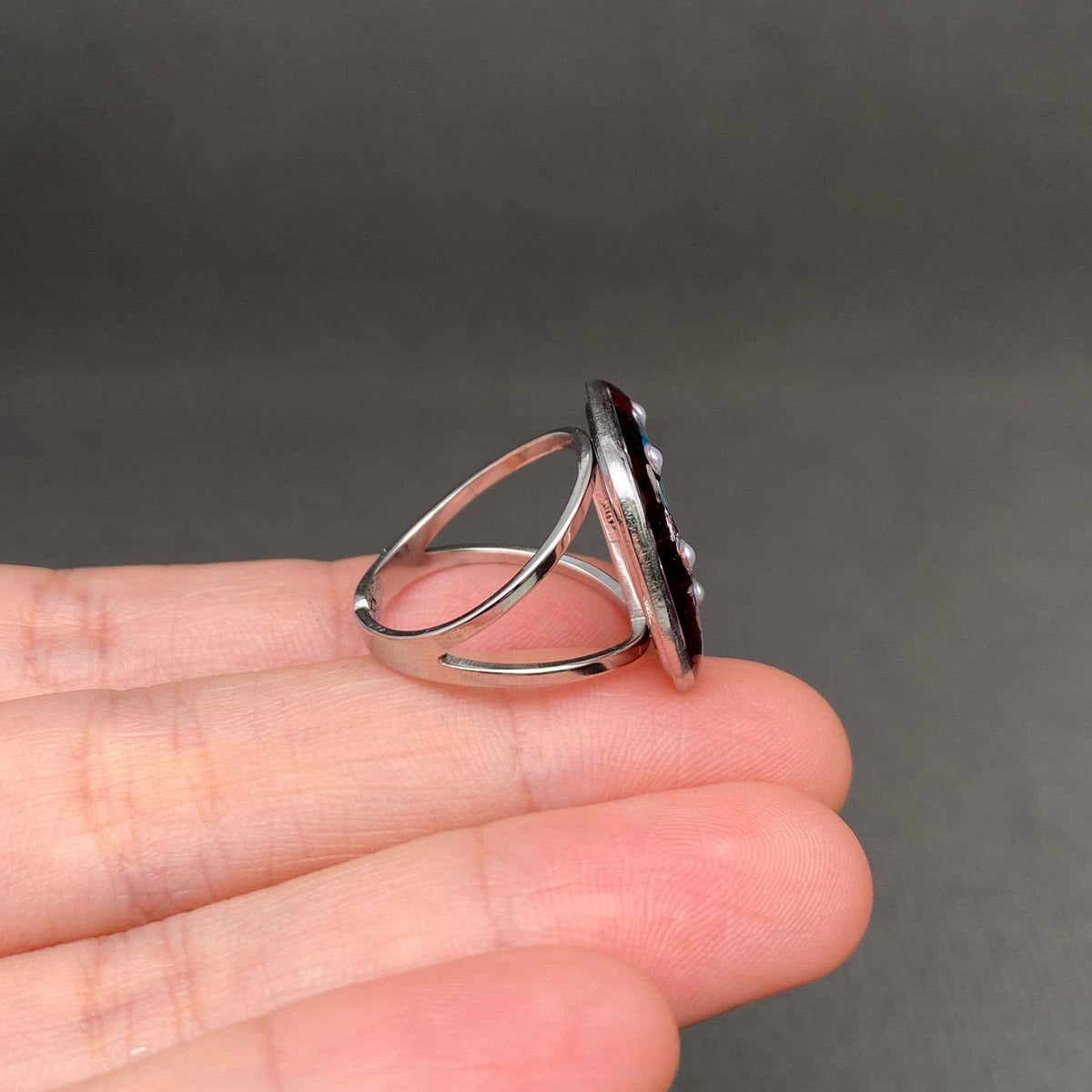 Multiple Styles Dried Flowers Stainless Steel Ring - PDF: Style E