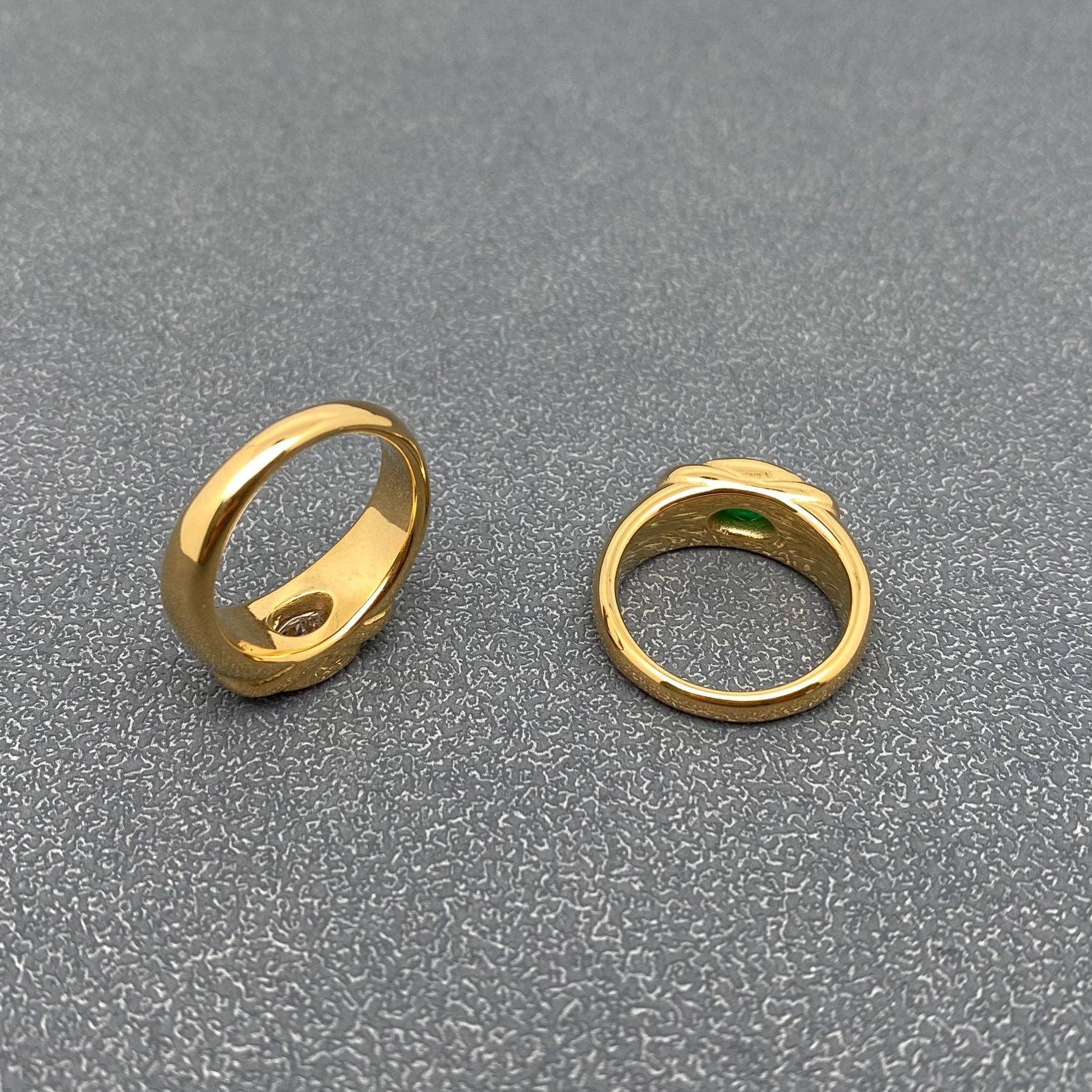 Inlaid CZ 18K Gold Plated Stainless Steel Ring - FGS: Black / 10