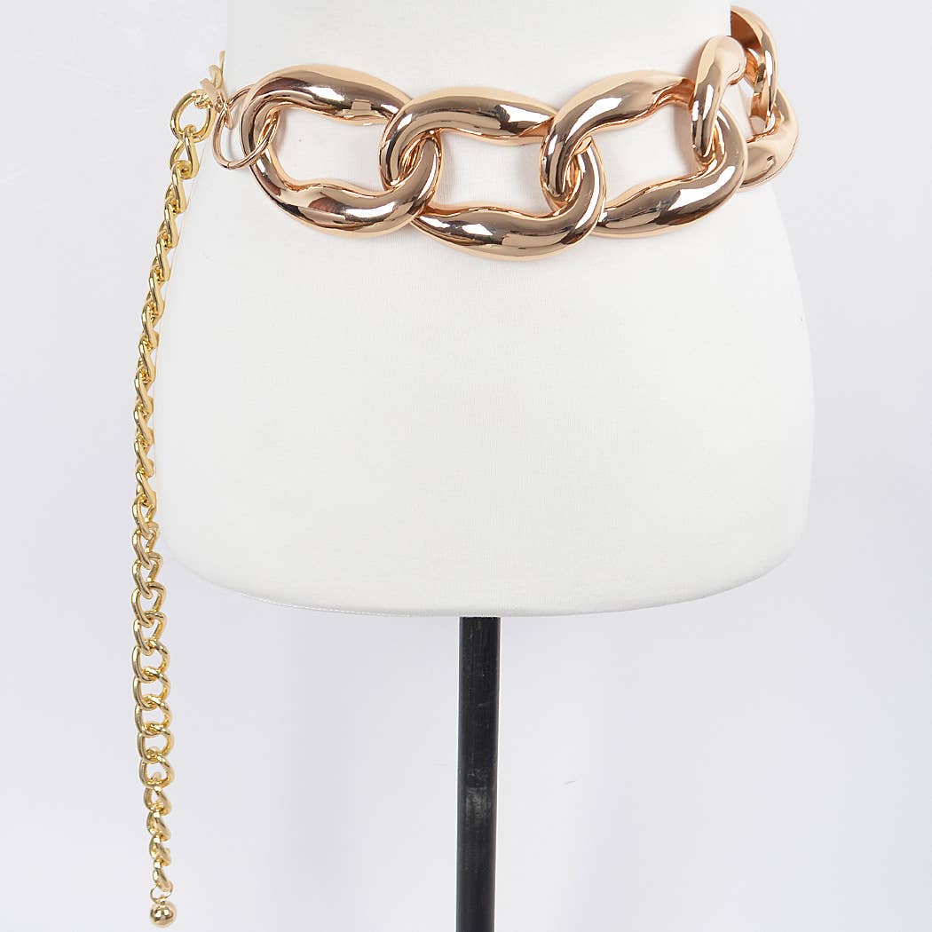 Extra Oversized Plus Size Link Chain Belt: Gold