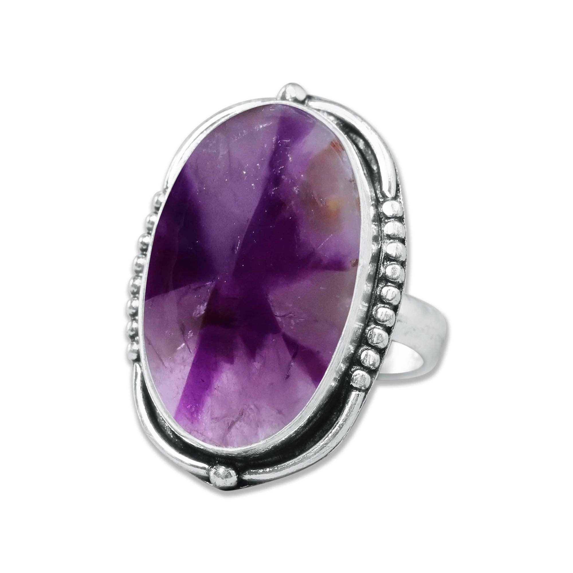 Star Amethyst Rings for Women – Silver-Plated, Handmade, Deep Purple (US Sizes 6–10, Non-Adjustable): 10 Rings