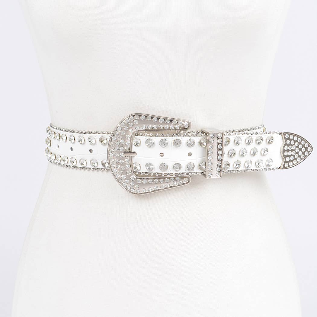 Plus Size Multi-Metal Stone Studded Belt: Black