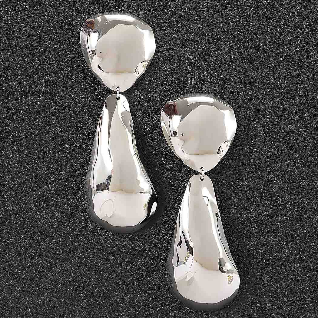 Hammered Double Teardrop Drop Earrings: GD