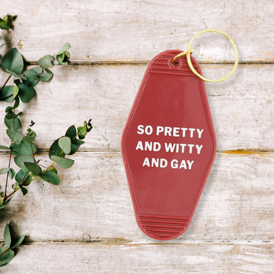 GetBullish - So Pretty and Witty and Gay Motel Style Keychain in Red LGBT