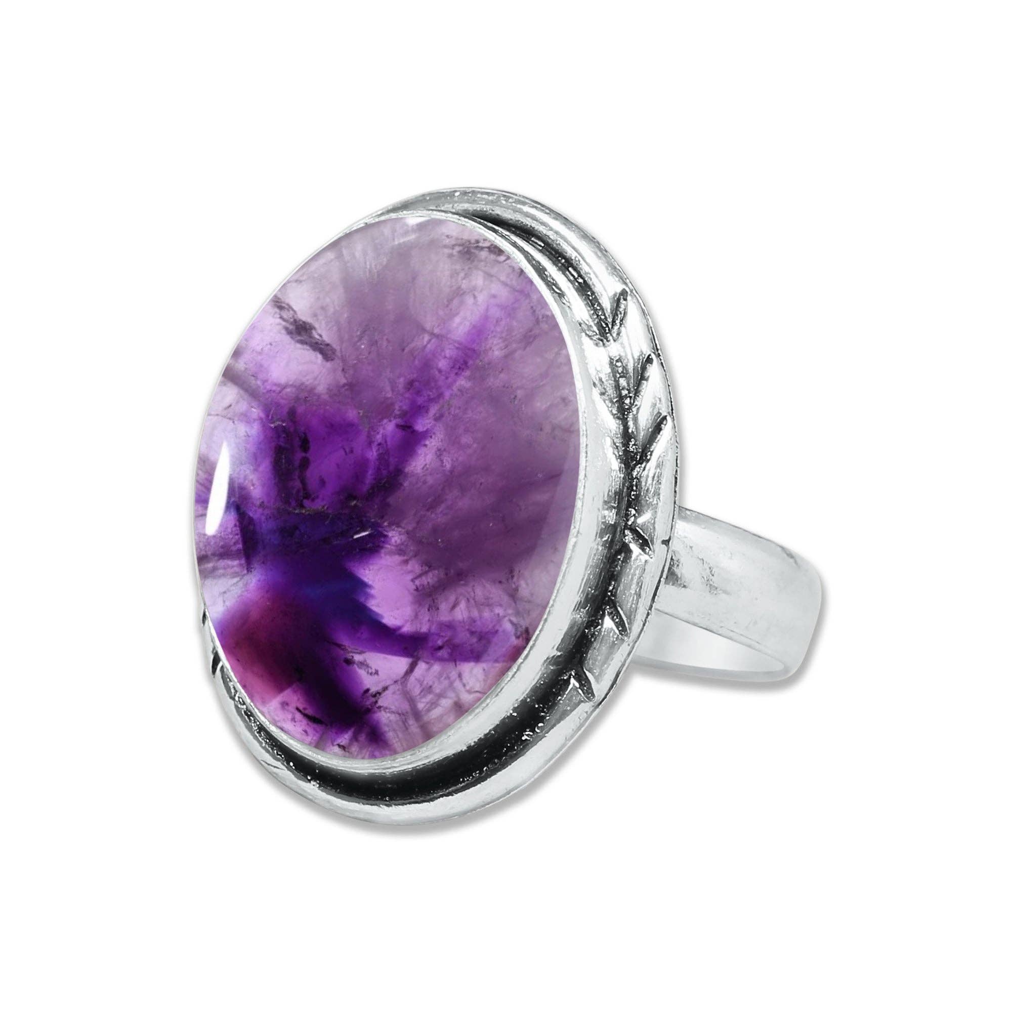 Star Amethyst Rings for Women – Silver-Plated, Handmade, Deep Purple (US Sizes 6–10, Non-Adjustable): 10 Rings