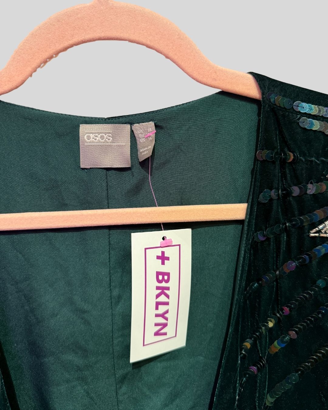 Asos Green Velvet Beaded Duster Dress (14)