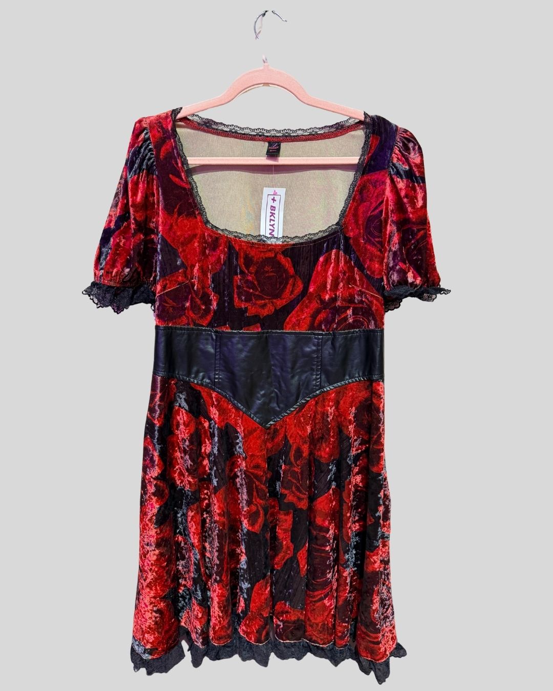 ROMWE Red Velvet Rose Dress (2X)