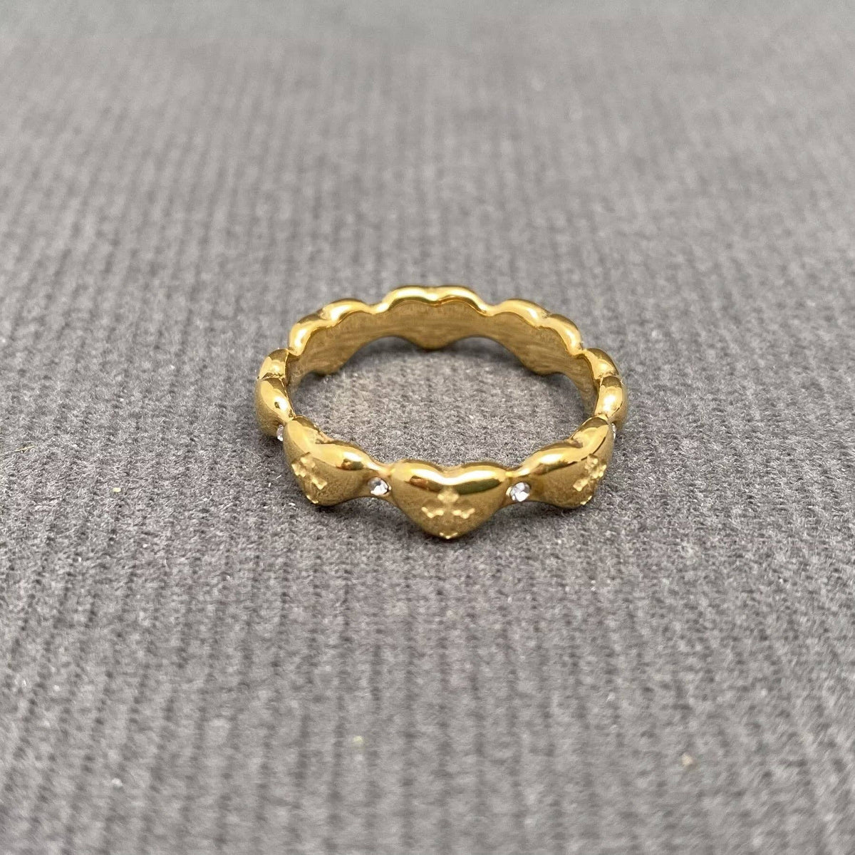 Cross & Flower Signet 18K Gold Plated Stainless Steel Ring - FGS: Rose / 8