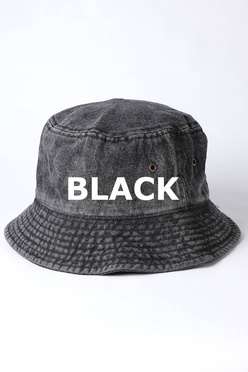 Fashion City - Cotton Canvas Denim Bucket Safari Boonie Hat: BLACK / LXL