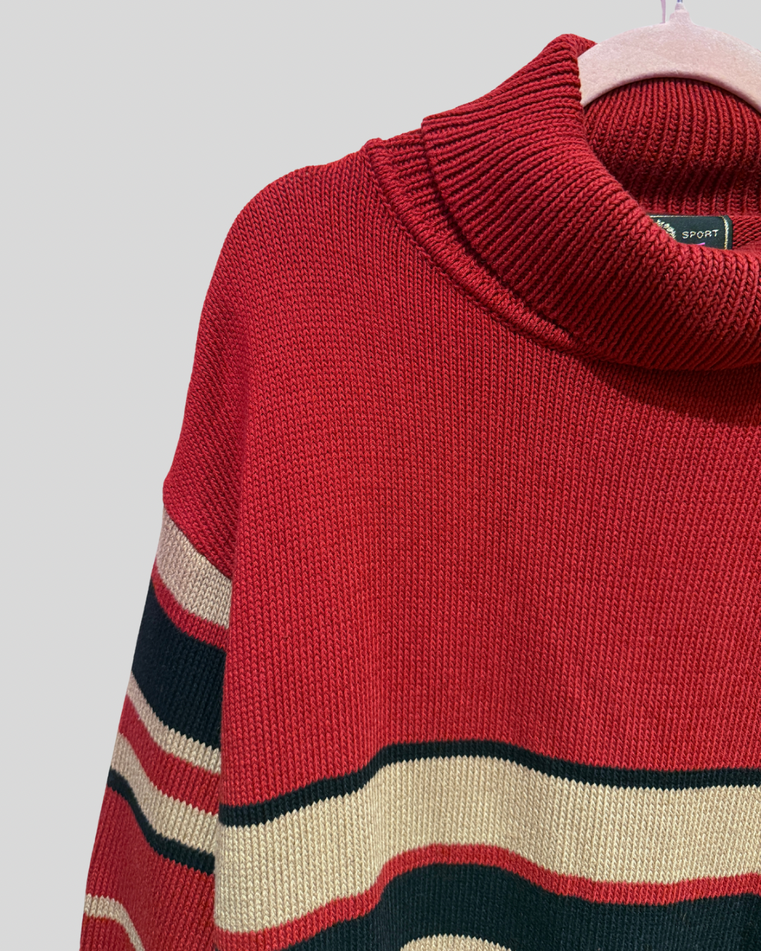 Vintage St. John Sport Red Stripe Turtleneck Sweater (L)