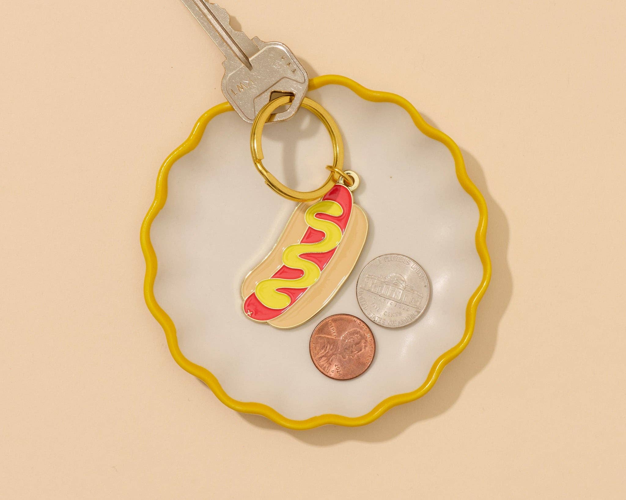 Enamel Keychain & Bag Charm—Hot Dog