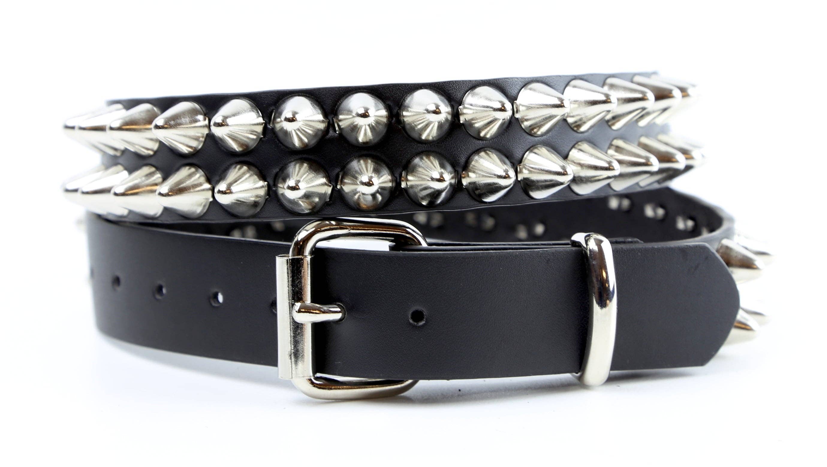 Genuine Leather Two Stud Silver Belt 40-44 Waist