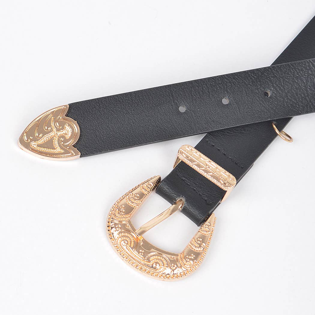 Removable Plus Size Chain Belt: Black Gold