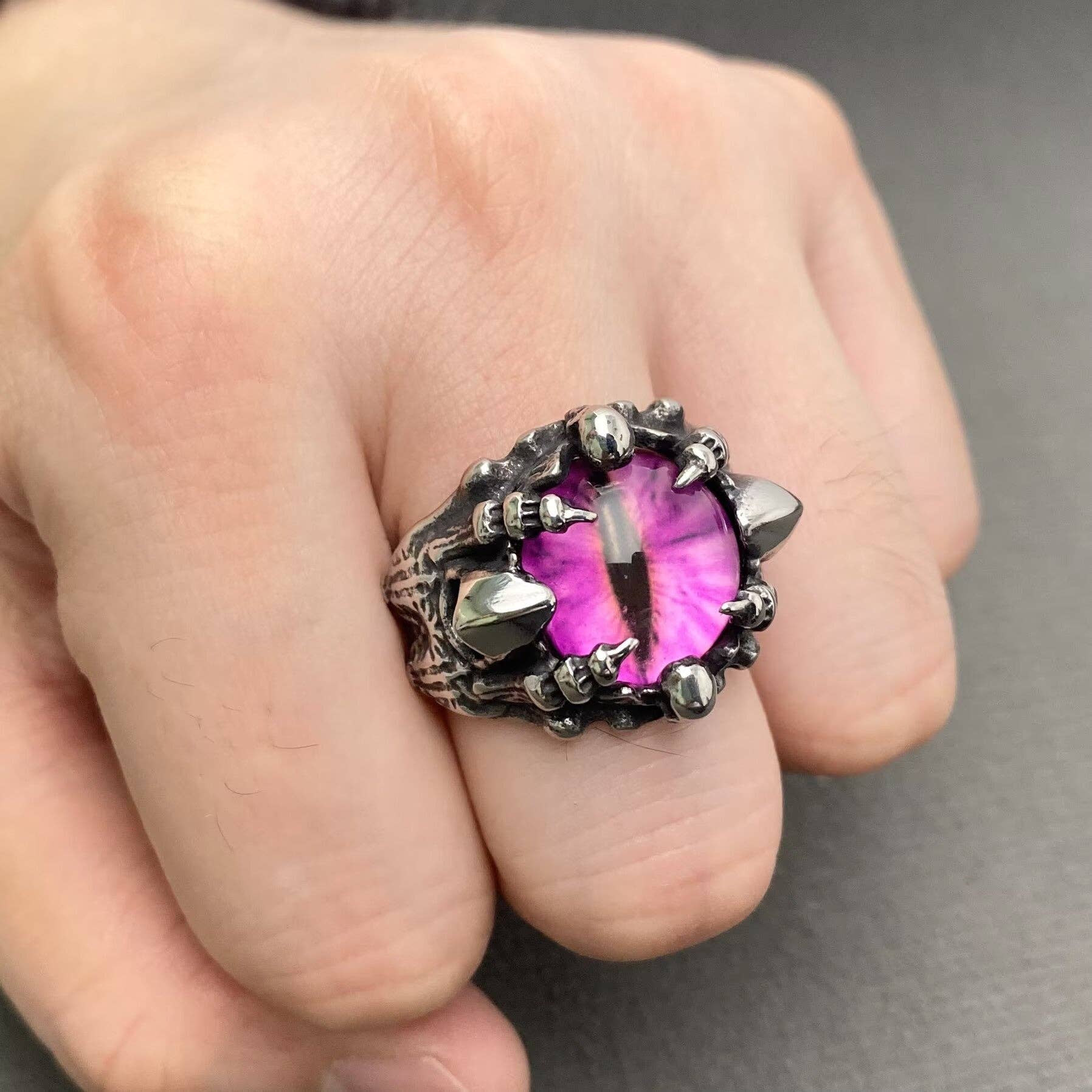Purple Devil's Eye Ring Men's Stainless Steel Ring - MJ/MR: 10