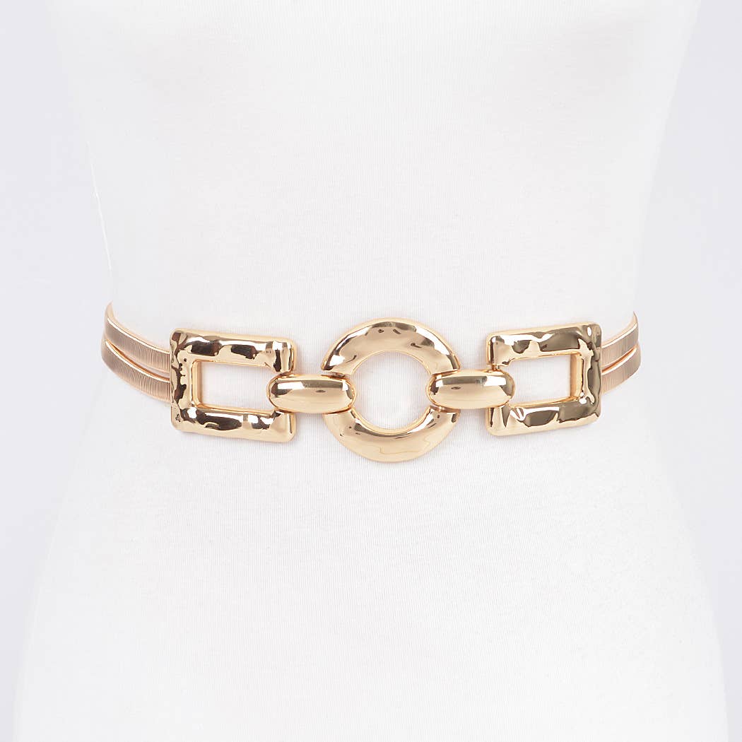 Hammered Metal Buckle Plus Size Stretch Belt: SL