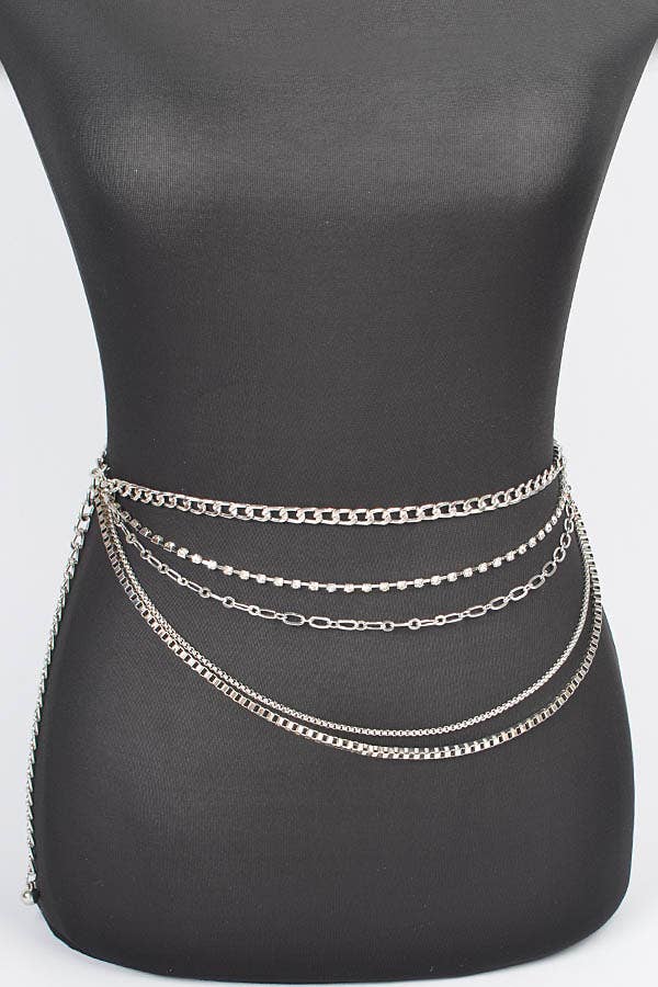 Multi Layered Metal Plus Size Chain Belt gold