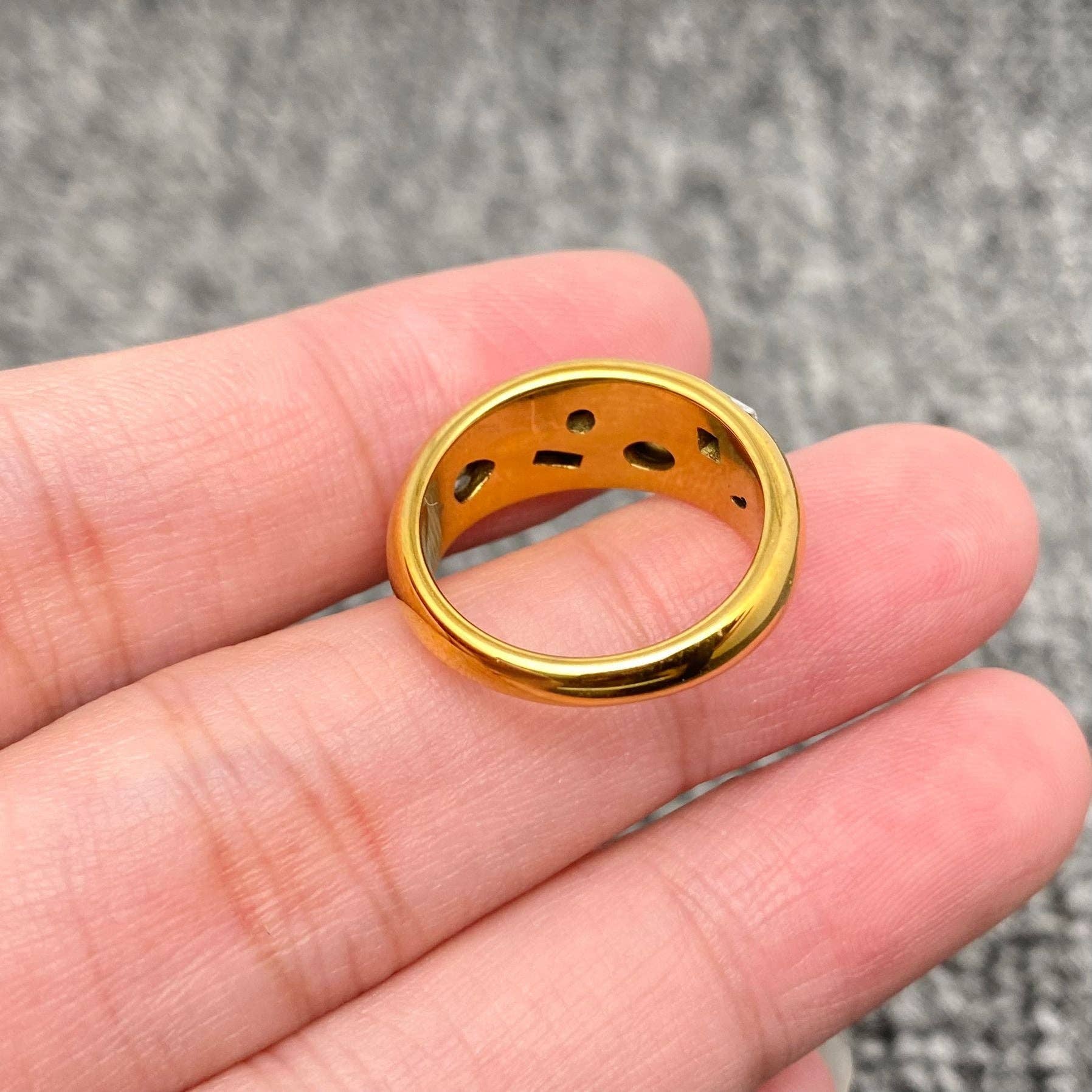 Colorful Zircon 18K Gold Plated Stainless Steel Ring - FGS