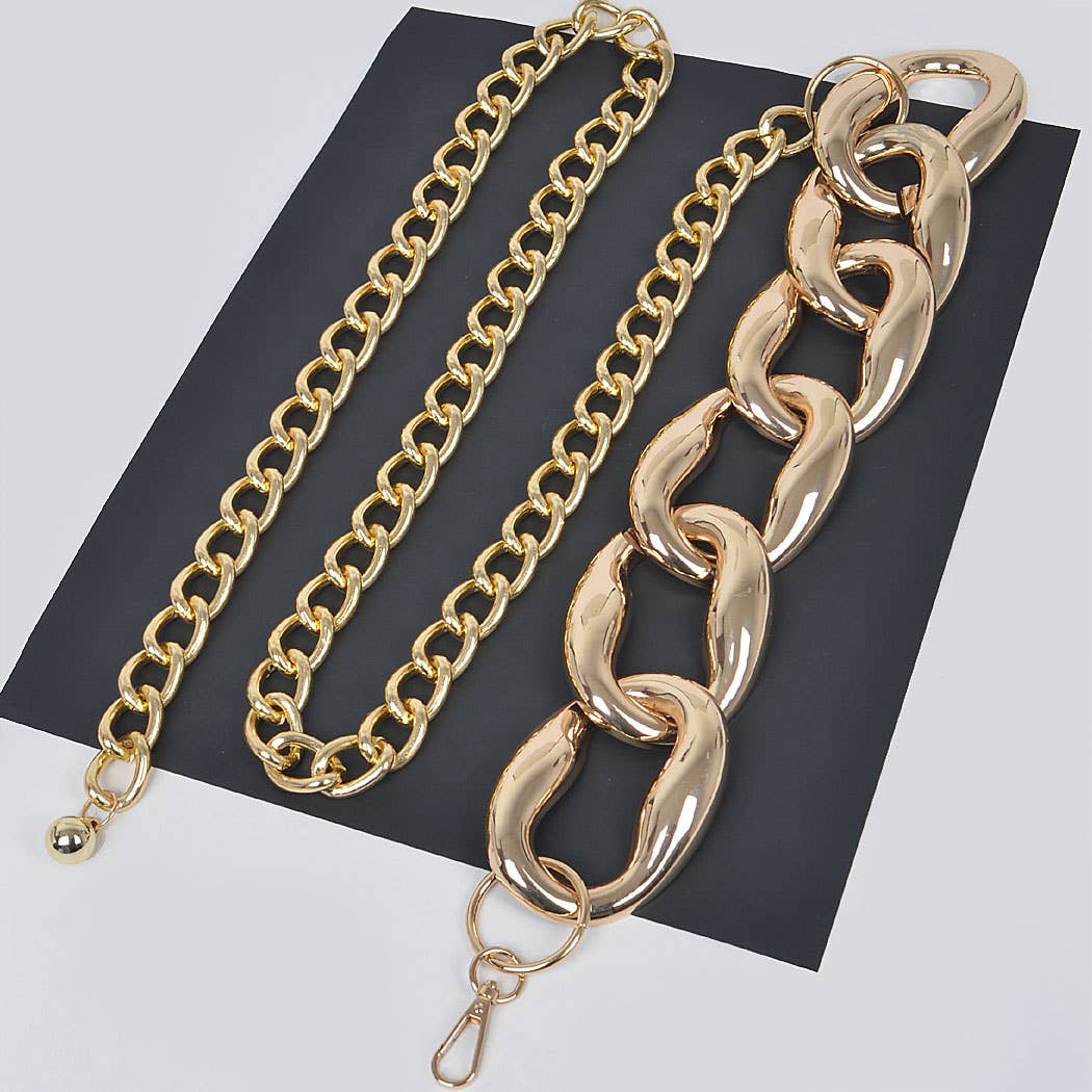Extra Oversized Plus Size Link Chain Belt: Gold