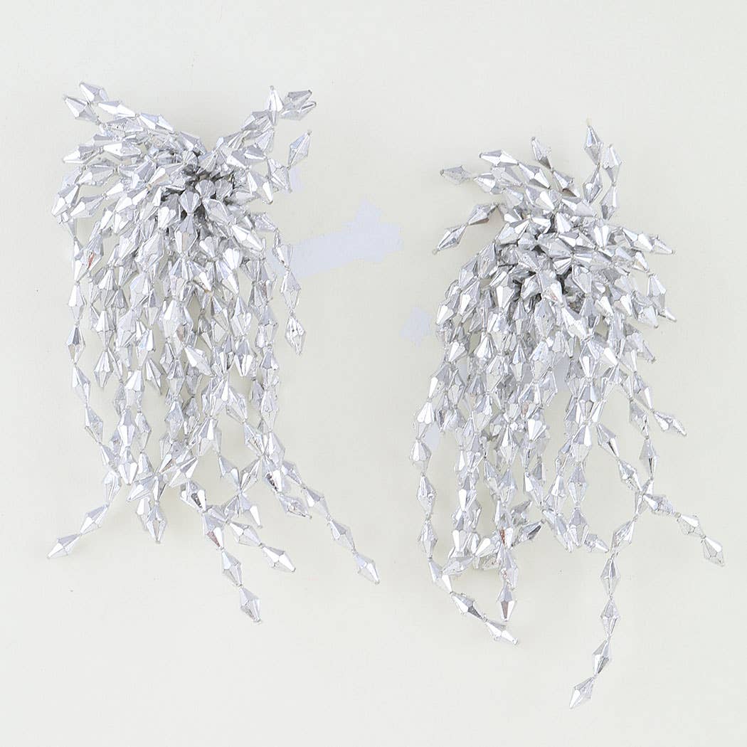 Polished Diamond Crystal Beaded Earrings: RD