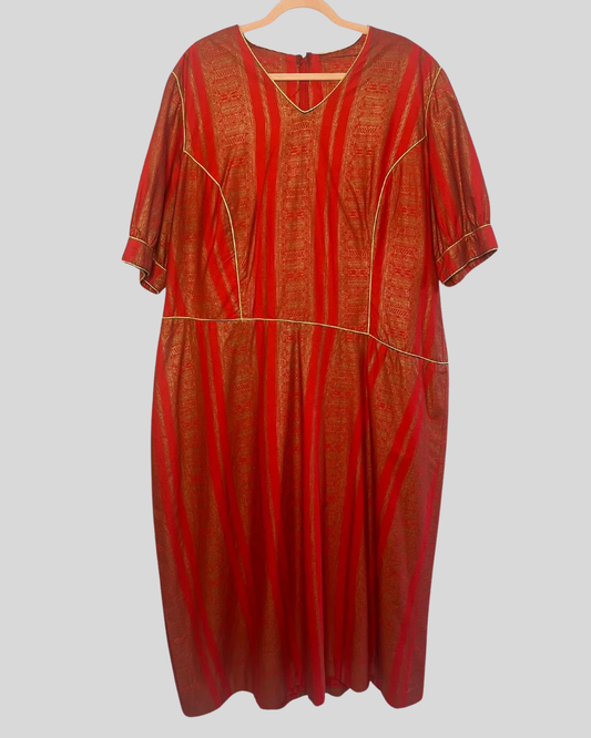 Handmade Vintage Red & Gold Dress (2x/3x)