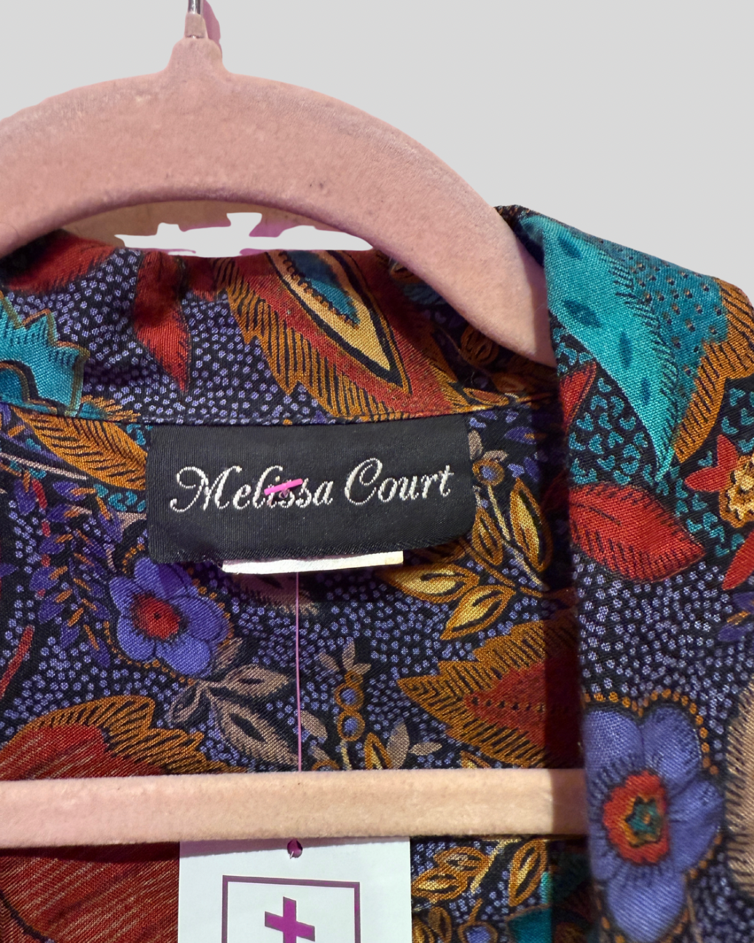 Vintage Melissa Court Blue Paisley Floral Button Down (22)
