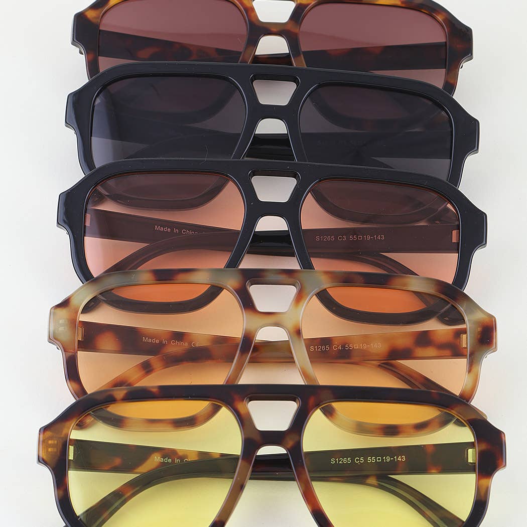 Minimal Straight Aviator Tinted Sunglasses: MIX