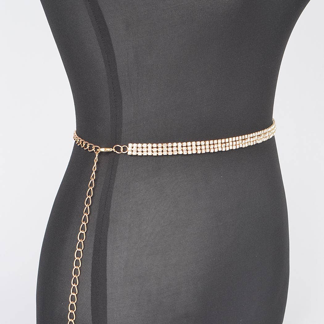 Rhinestone Plus Size Chain Belt Silver