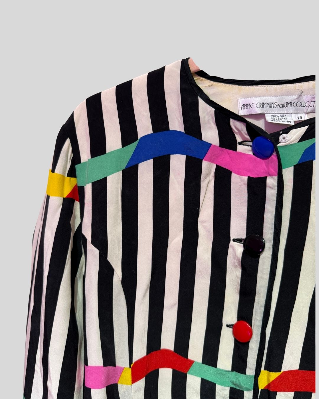 Vintage Umi Collections Striped Silk Button Down (14)