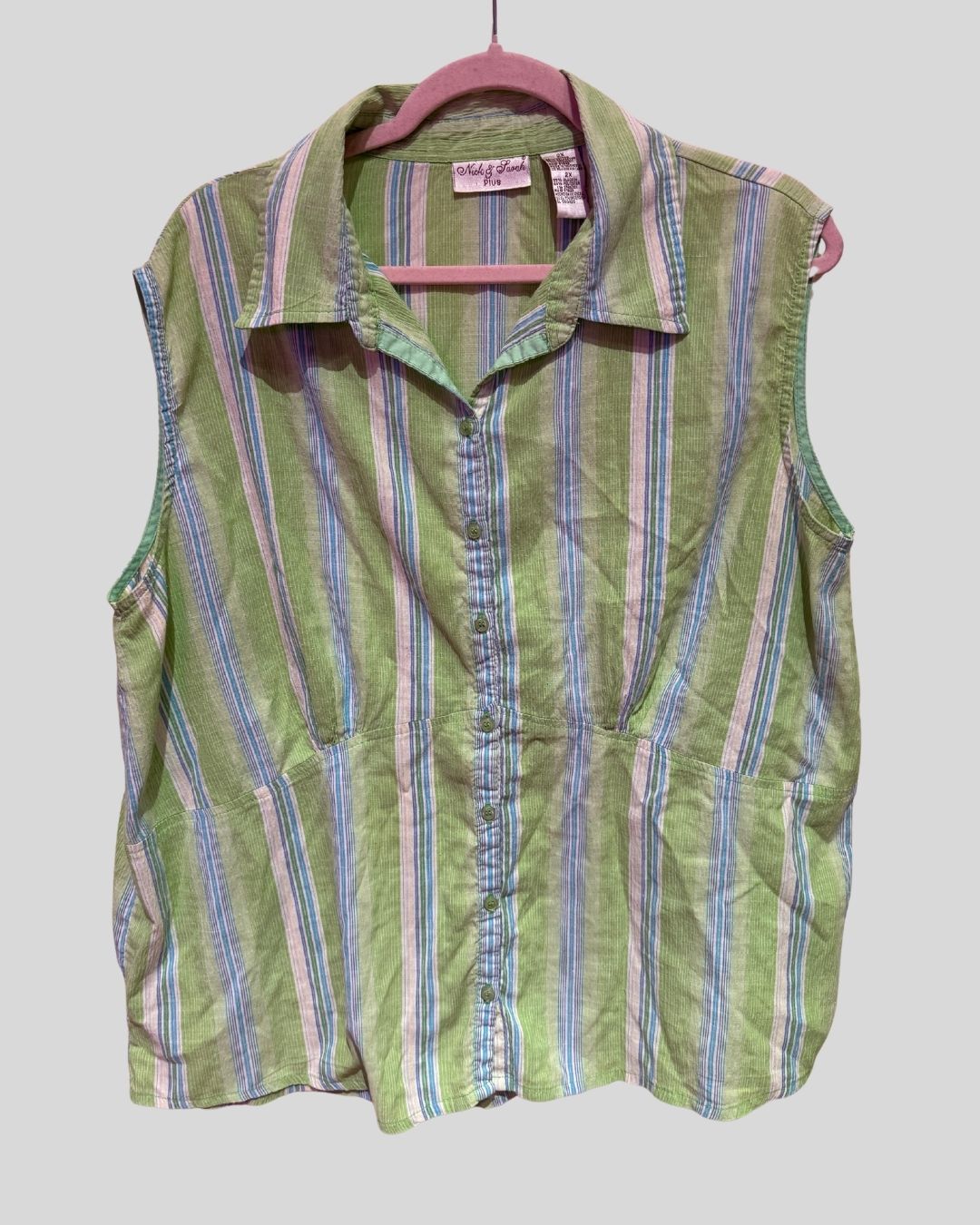 Vintage Nick & Sarah green stripe top (2X)