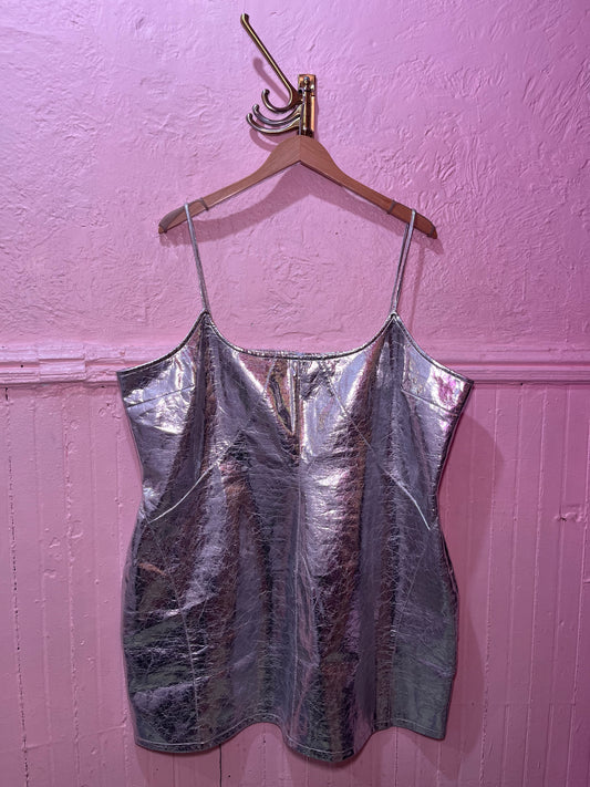 NASTY GAL Cracked Silver Dress