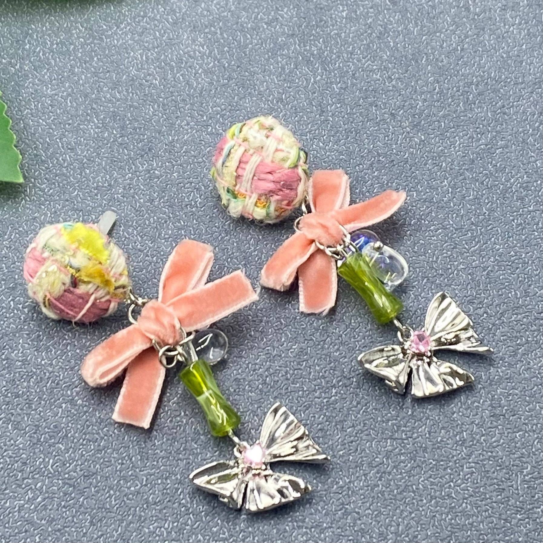 Double Bow Dangle Earrings - YK