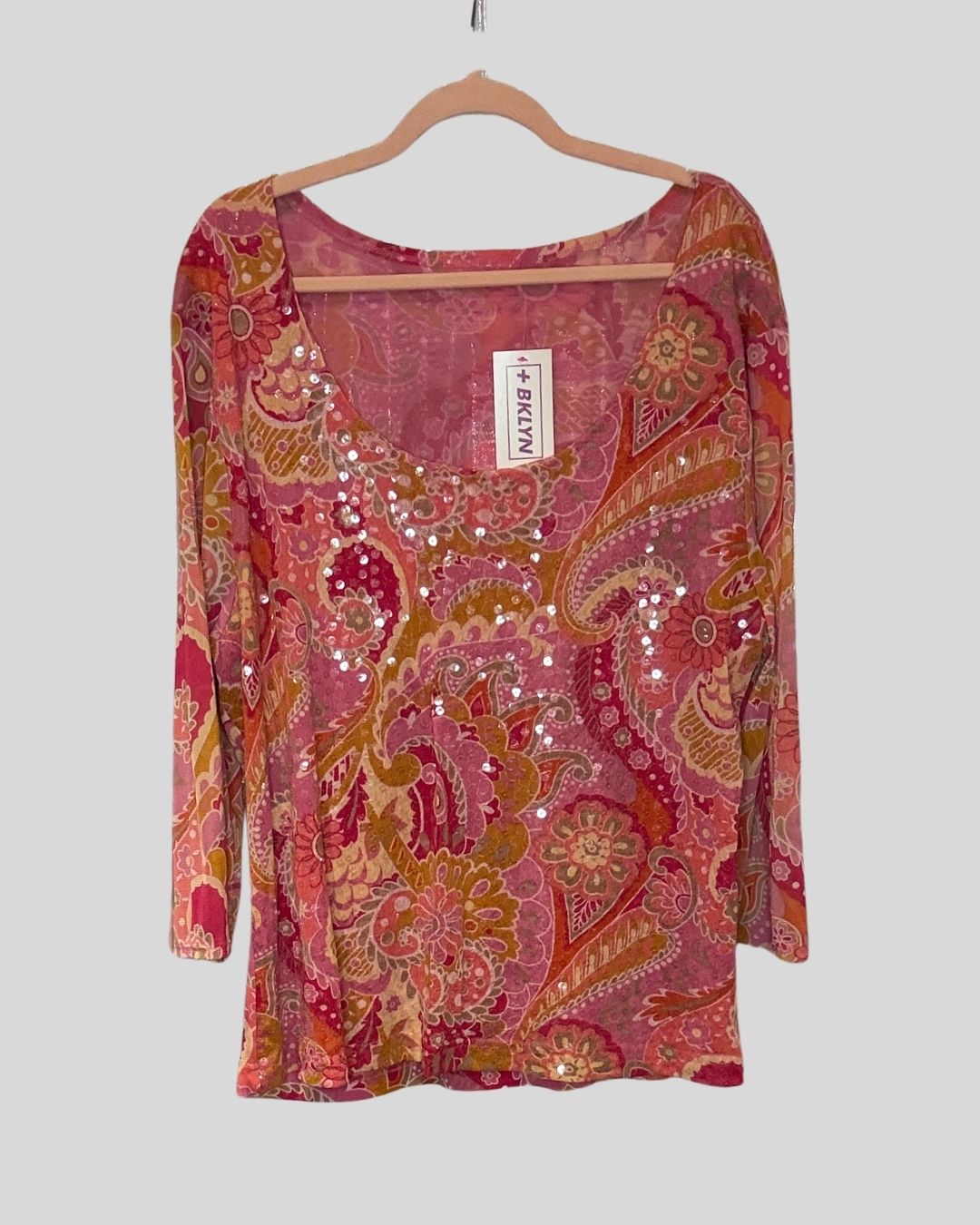 VINTAGE Unbranded Pink Sequin Top (3X)