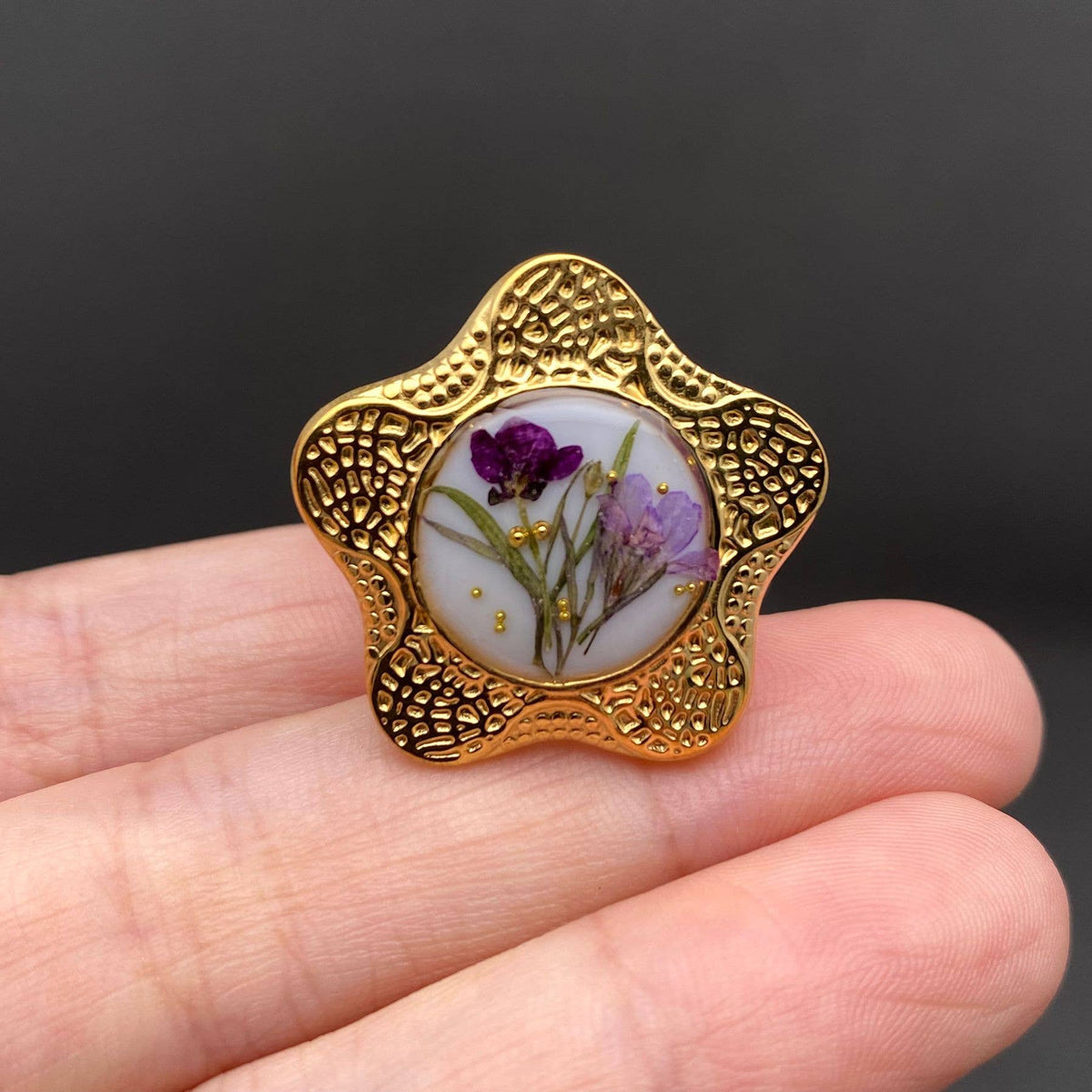 Dried Flowers Geometric 18K Gold Plated S.teel Ring - PDF: Style E
