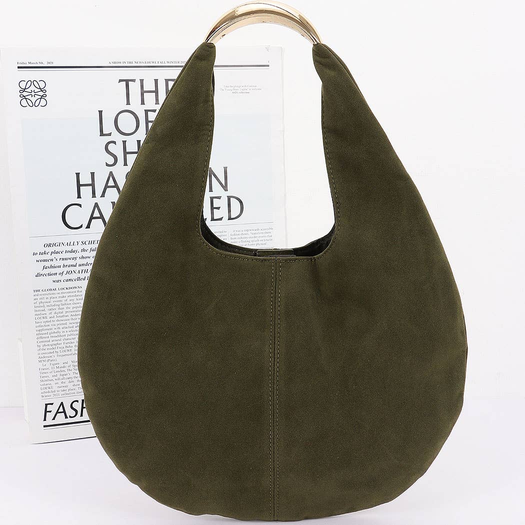 Faux Blk Suede Leather Hobo Bag: BK
