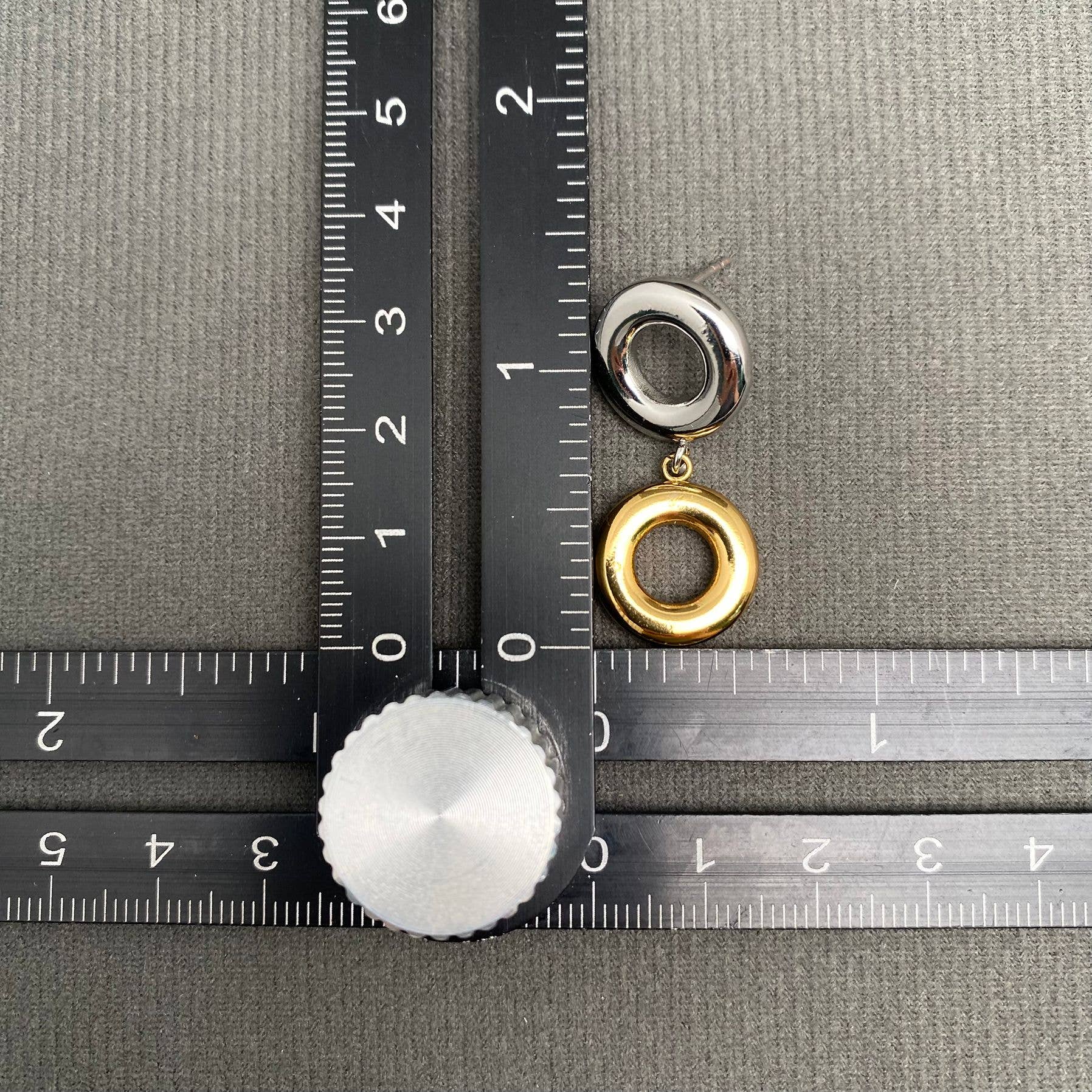 Two Tone Donuts 18K Gold Plated S.Steel Earrings - FGS