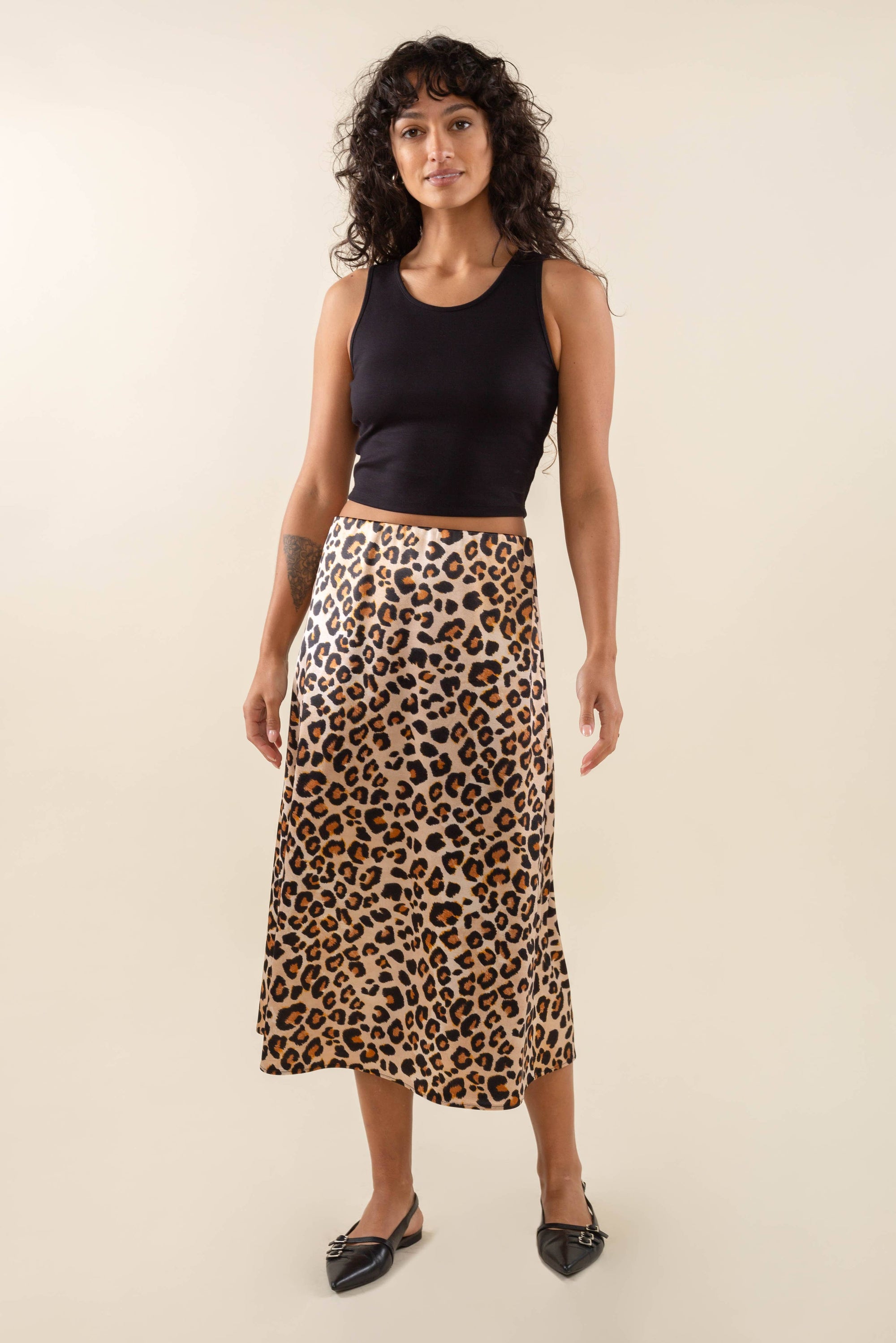 NLT Daphne Leopard Satin Midi Skirt 1XL