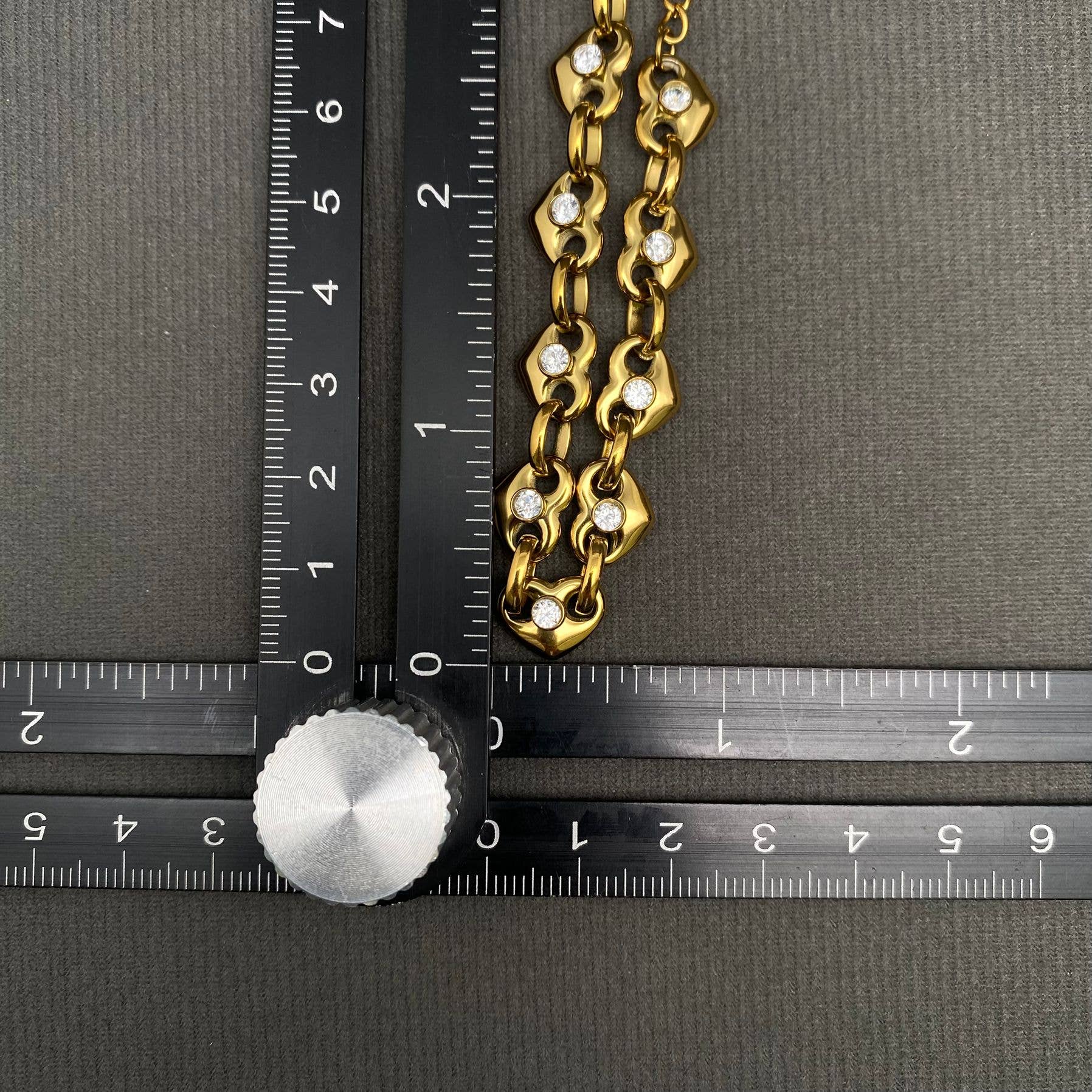 Zircon inlaid heart linked 18K Gold Plated SS Bracelet - FGS