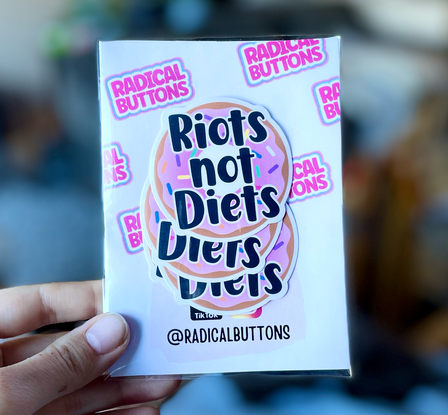 Radical Buttons - Riots not diets, Bodily autonomy sticker