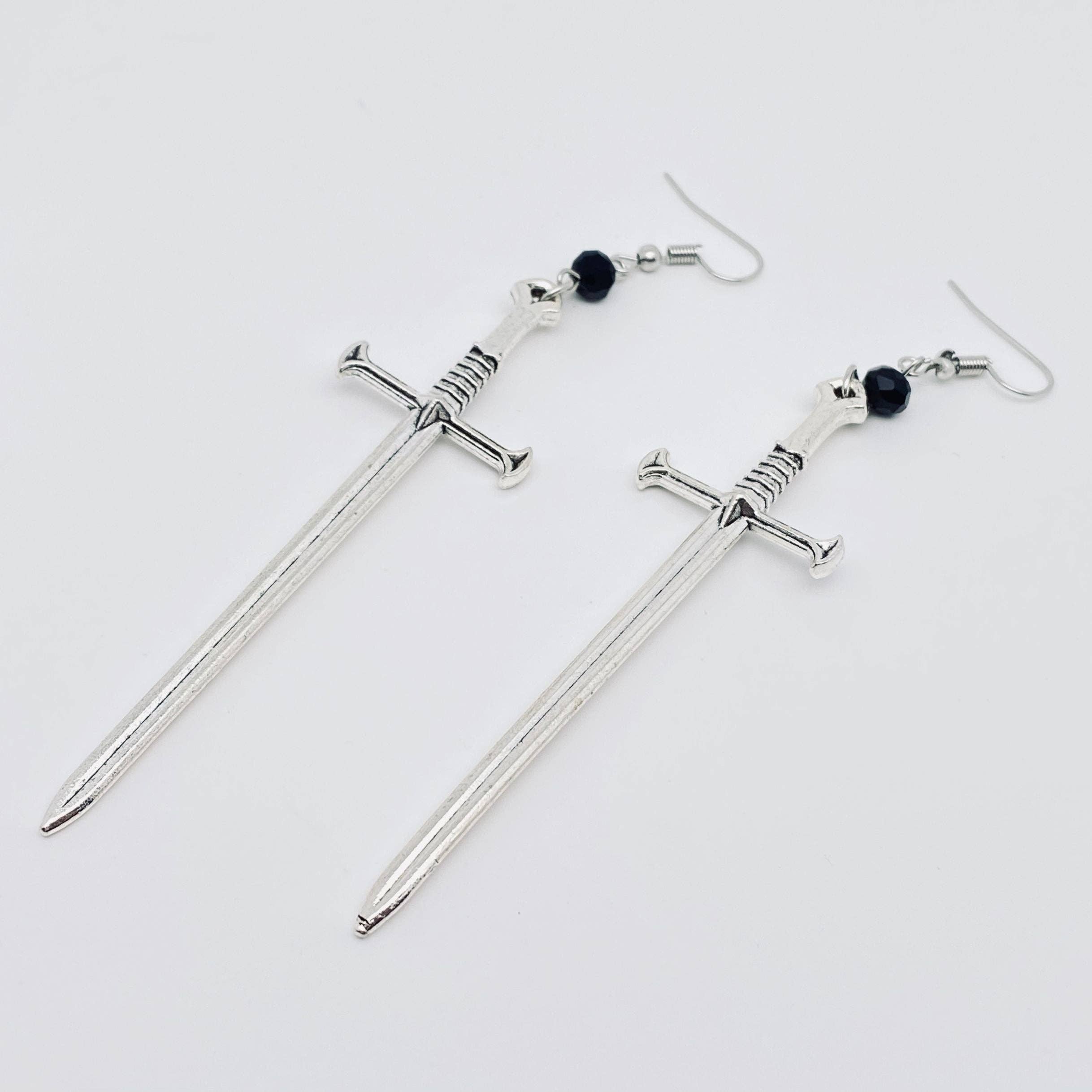 Creative Silver Sword Pendant Earrings - GT: CH1424