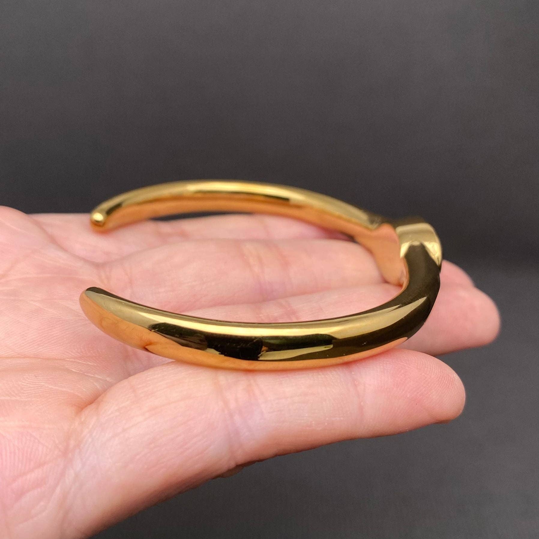 Zircon Inlaid 18K Gold Plated Stainless Steel Cuff - FGS: Green