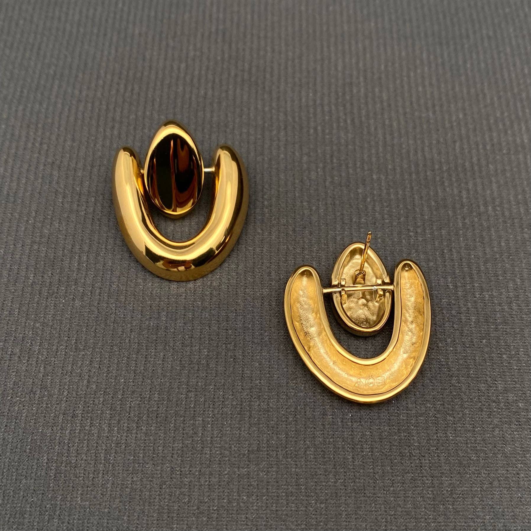 Glossy Geometry 18K Golden Stainless Steel Earrings - FGS