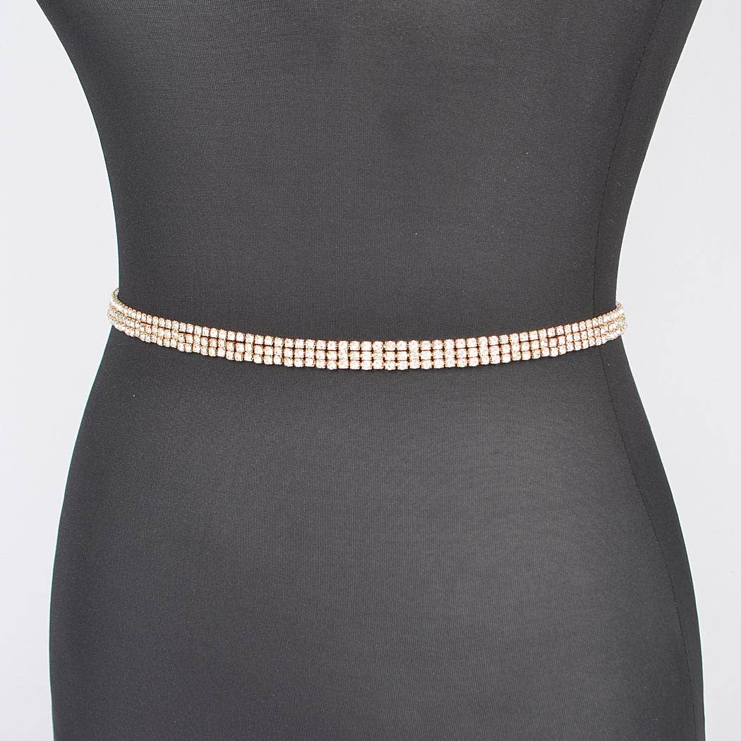 Rhinestone Plus Size Chain Belt Silver