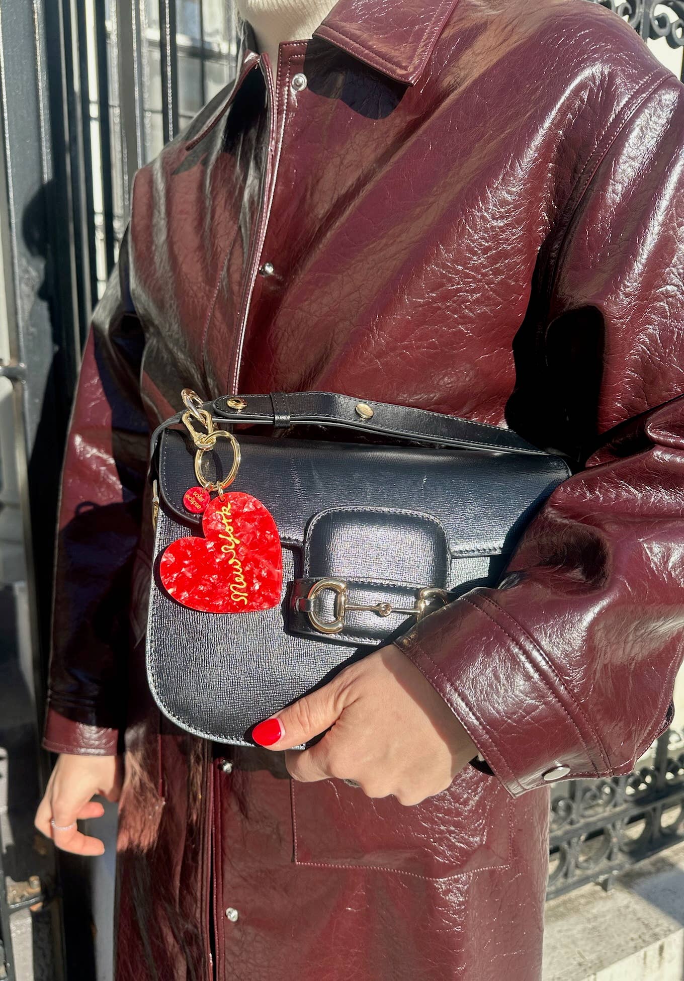 Hand Painted New York Heart Bag Charm + Keychain Leopard